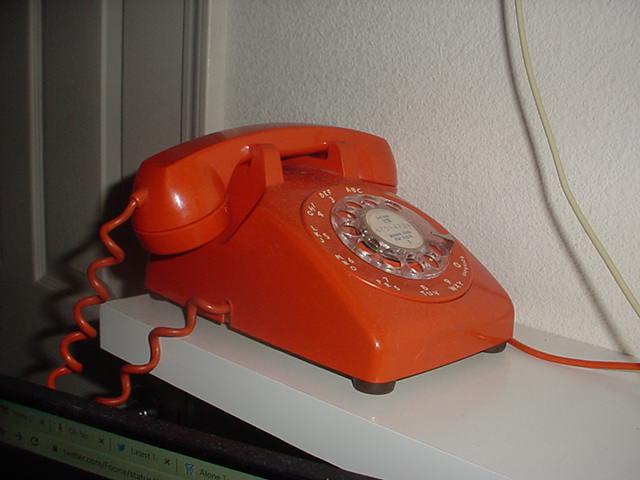 my orange ITT Model 500 rotary phone.
shot on a Sony Mavica MVC-FD100